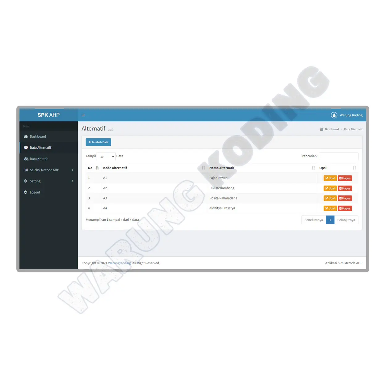 Source Code Aplikasi SPK Metode AHP dengan PHP dan MySQL aplikasi-spk-metode-ahp-empat.webp