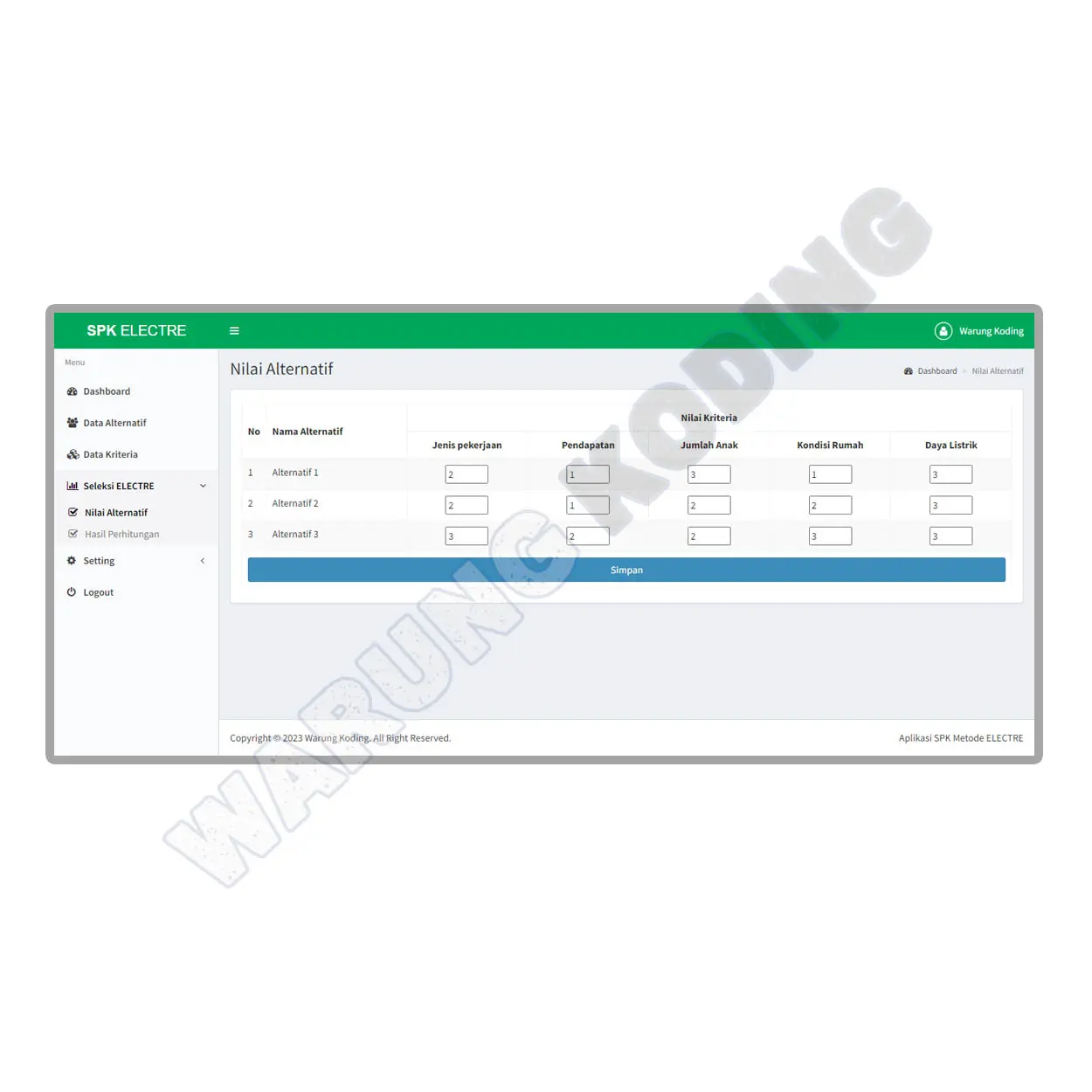 Source Code Aplikasi SPK Metode Electre dengan PHP dan MySQL aplikasi-spk-metode-electre-empat.webp
