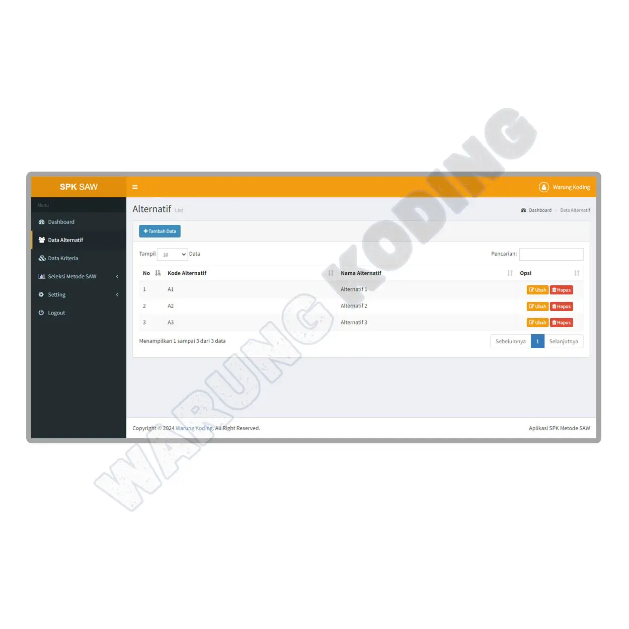 Source Code Aplikasi SPK Metode SAW dengan PHP dan MySQL aplikasi-spk-metode-saw-tiga.webp