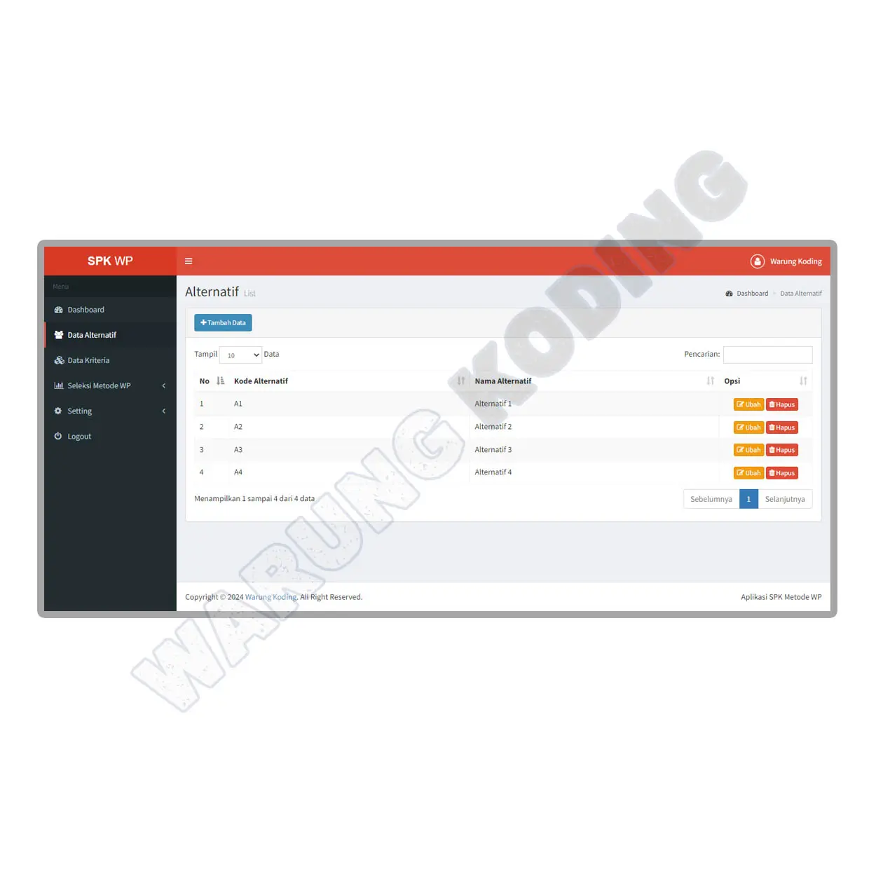 Source Code Aplikasi SPK Metode WP dengan PHP dan MySQL aplikasi-spk-weighted-product-tiga.webp