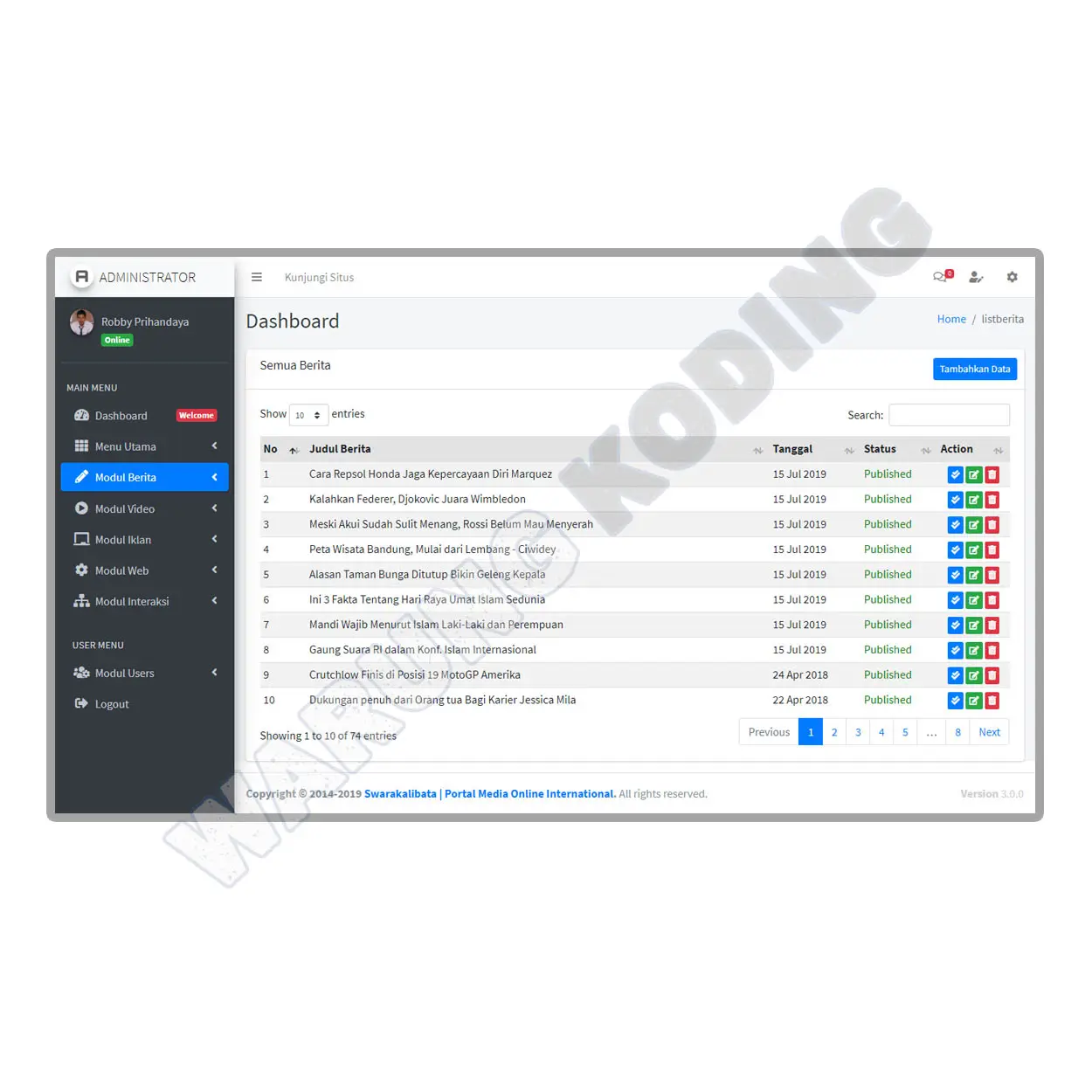 Source Code CMS Swarakalibata V.8.0 menggunakan Codeigniter 3.x cms-swarakalibata-v8-empat.webp